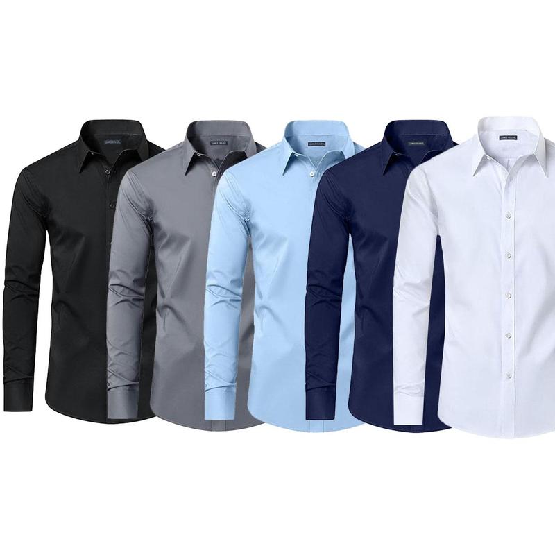 5-Pack Men's Long & Short Sleeve Solid Dress Shirts (Sizes, S-3XL)