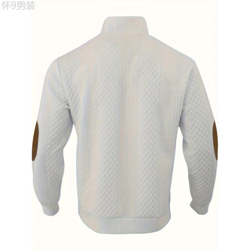 Men's Long Sleeve Button Up Stand Collar Sweater, Men's Cozy Long Sleeve Sweatshirt For Daily Wear Knitwear Menswear