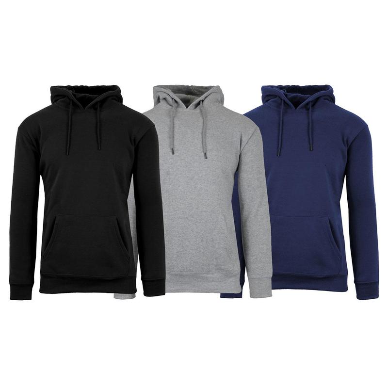 Men's 3 Pack Heavyweight Fleece Lined Zip & Pullover Hoodies Menswear Plain