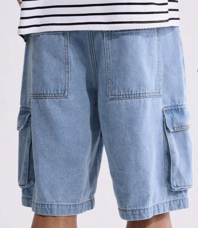 Men's 90s Loose Cargo Denim SPORT Shorts CASUAL Comfort Menswear Pocket