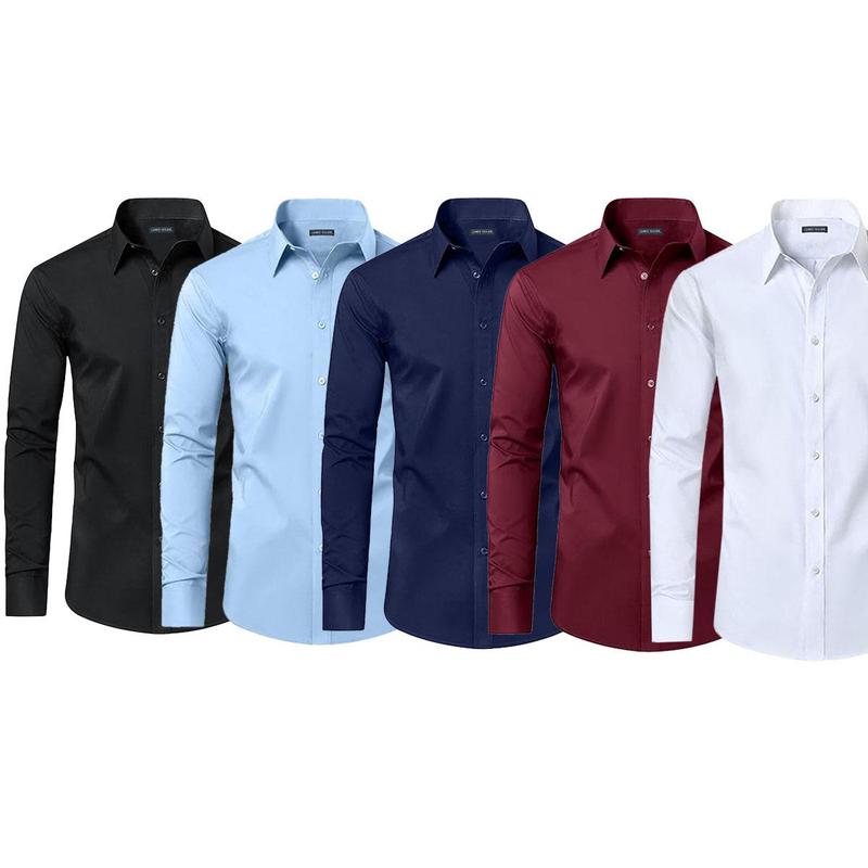 5-Pack Men's Long & Short Sleeve Solid Dress Shirts (Sizes, S-3XL)