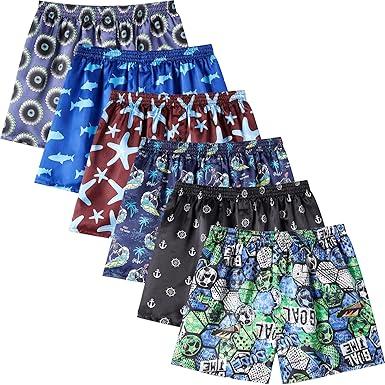 Mens Satin Boxer Shorts Pack, Silk Feeling Sleep Shorts Underwear with Button Fly, Silky Pajama Bottoms for Men Men's Tagless