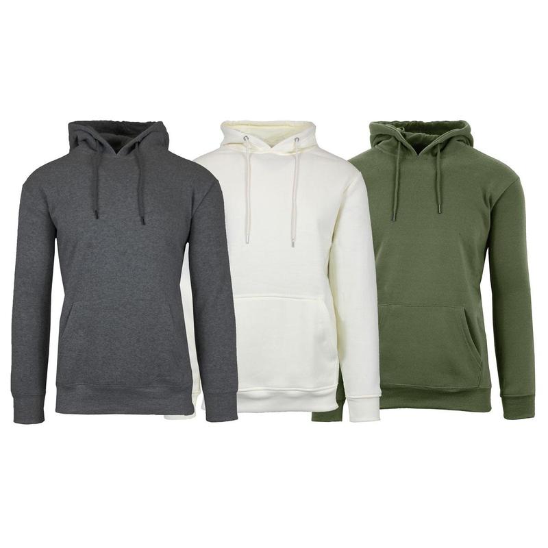 Men's 3 Pack Heavyweight Fleece Lined Zip & Pullover Hoodies Menswear Plain