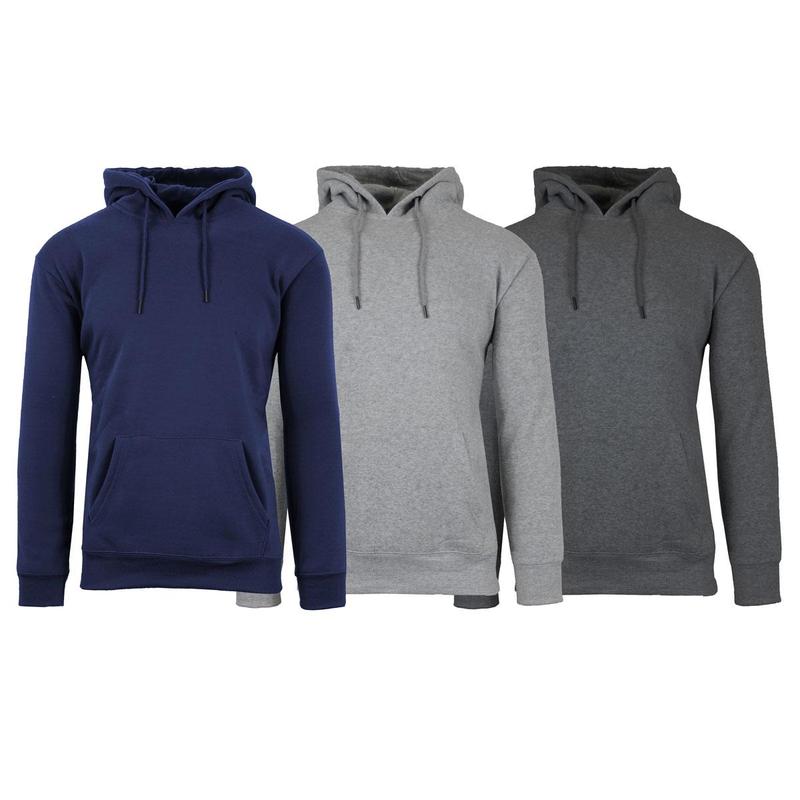 Men's 3 Pack Heavyweight Fleece Lined Zip & Pullover Hoodies Menswear Plain