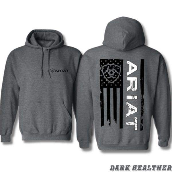 Ariat Unisex Hoodie -  American flag design with unique Ariat Hoodie Sweatshirt Shirt for Men and Women - Casual, Menswear Pullover Retro