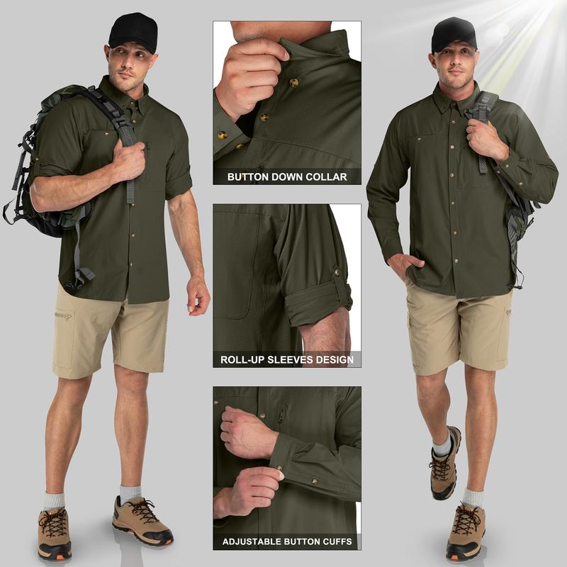 33,000ft Men's UPF 50+ UV Protection Long Sleeve Hiking Shirts Breathable Quick Dry Fishing Shirts for Safari, Outdoor