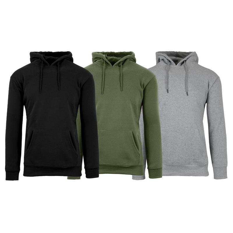 Men's 3 Pack Heavyweight Fleece Lined Zip & Pullover Hoodies Menswear Plain