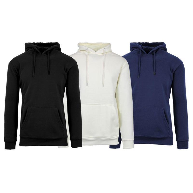 Men's 3 Pack Heavyweight Fleece Lined Zip & Pullover Hoodies Menswear Plain