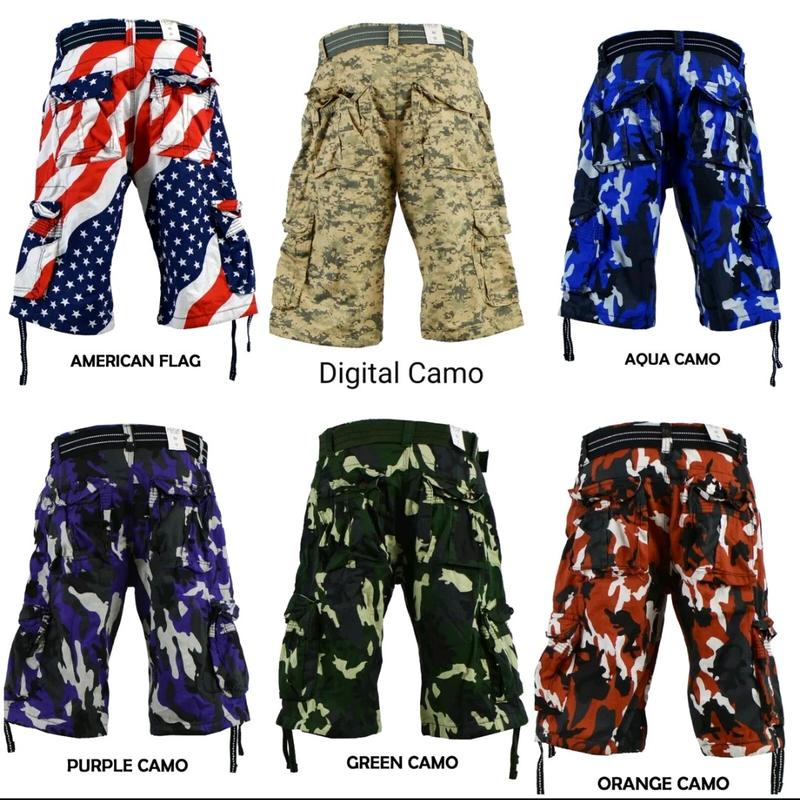 New Men's Camo Cargo Shorts Size: 30 to 44