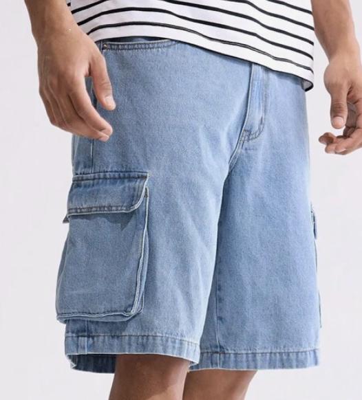 Men's 90s Loose Cargo Denim SPORT Shorts CASUAL Comfort Menswear Pocket