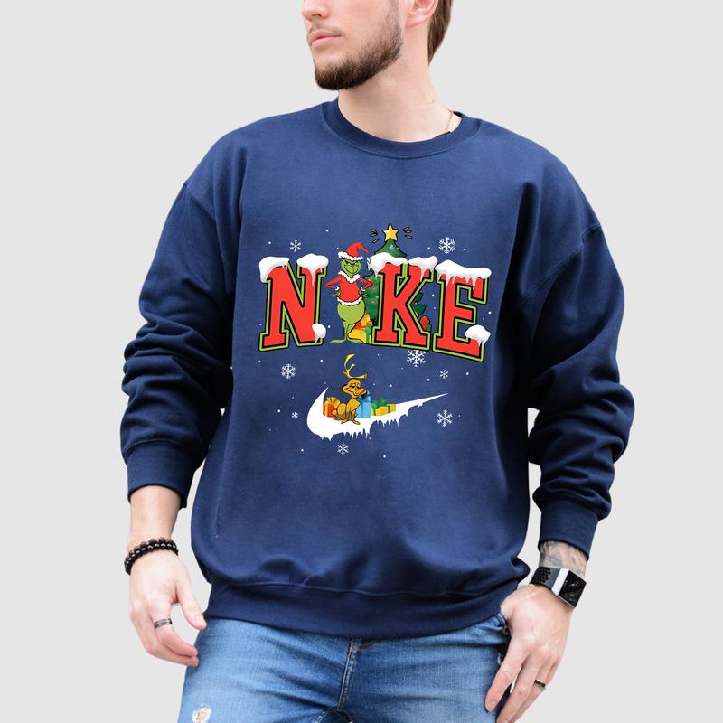 Merry Grinc Christmas Hoodie T-shirt Sweatshirt, Menswear And Women Casual Top, Love Oversized Cotton Fitted Streetwear Crewneck