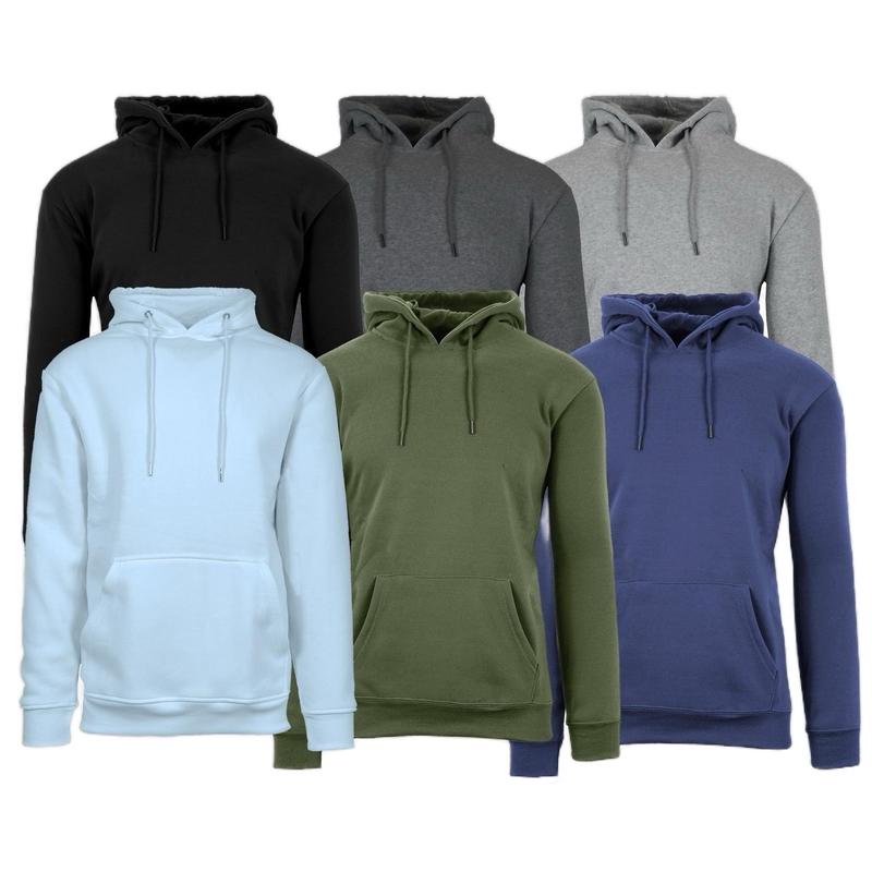 Men's 3 Pack Heavyweight Fleece Lined Zip & Pullover Hoodies Menswear Plain