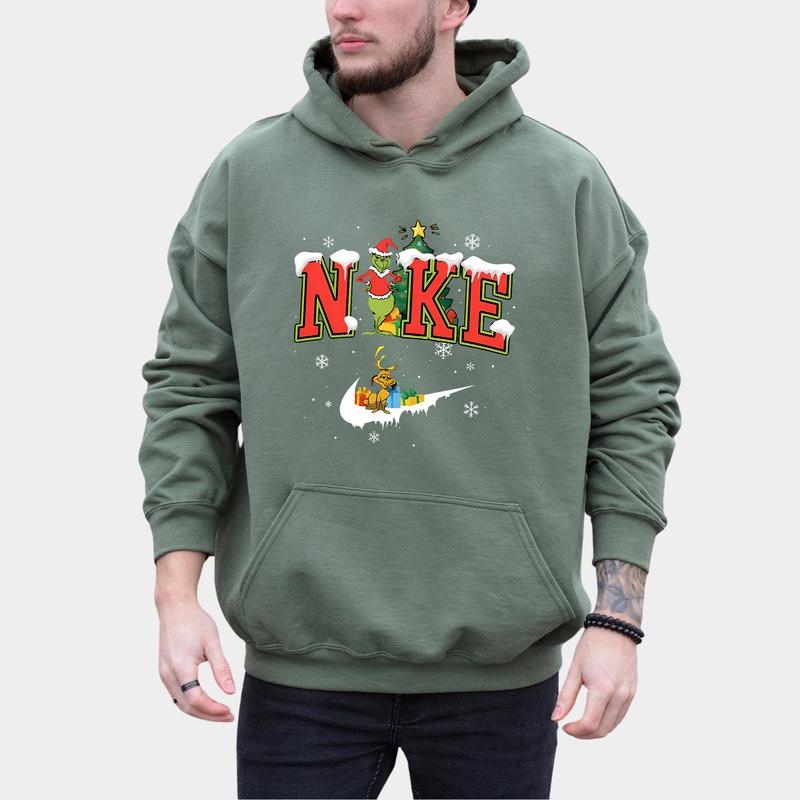 Merry Grinc Christmas Hoodie T-shirt Sweatshirt, Menswear And Women Casual Top, Love Oversized Cotton Fitted Streetwear Crewneck