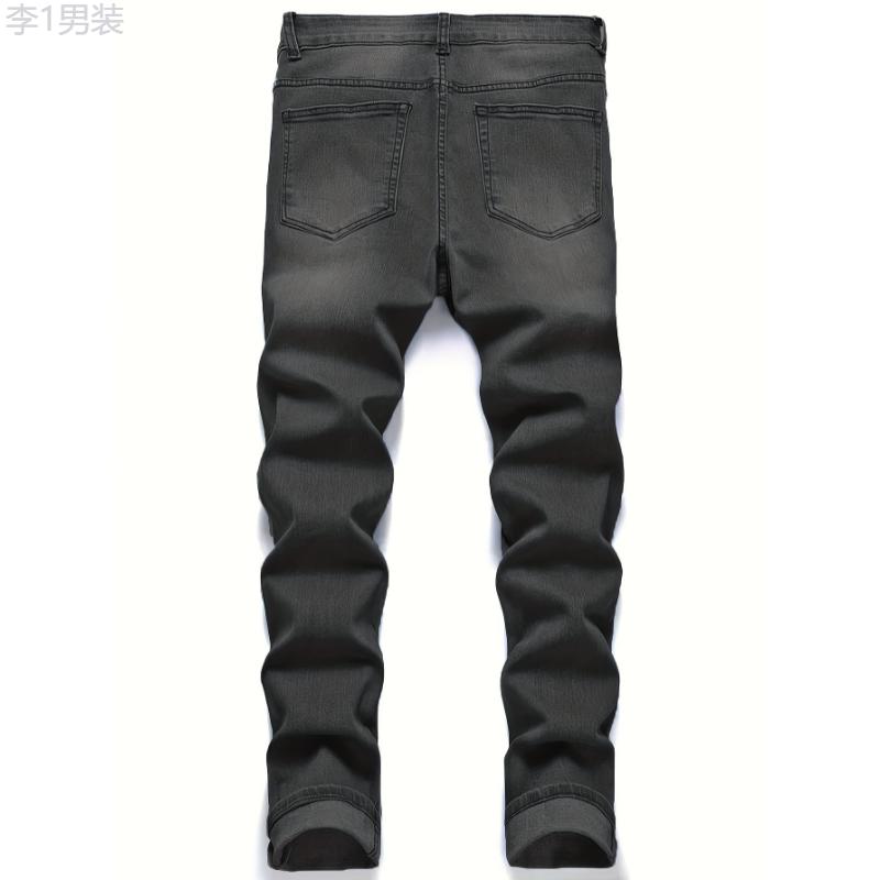 Premium Mens Ripped Jeans - Stretch Slim Fit, Fashionable Street Style, Comfortable Denim with Chic Rips for Urban Cool Look Menswear Underwear