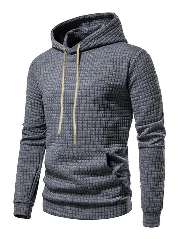 Men's Solid Long Sleeve Hoodie & Drawstring Waist Pants Two-piece Set, Casual Regular Fit Hooded Sweatshirt & Pocket Trousers, Men's Two-piece Outfits for Fall & Winter