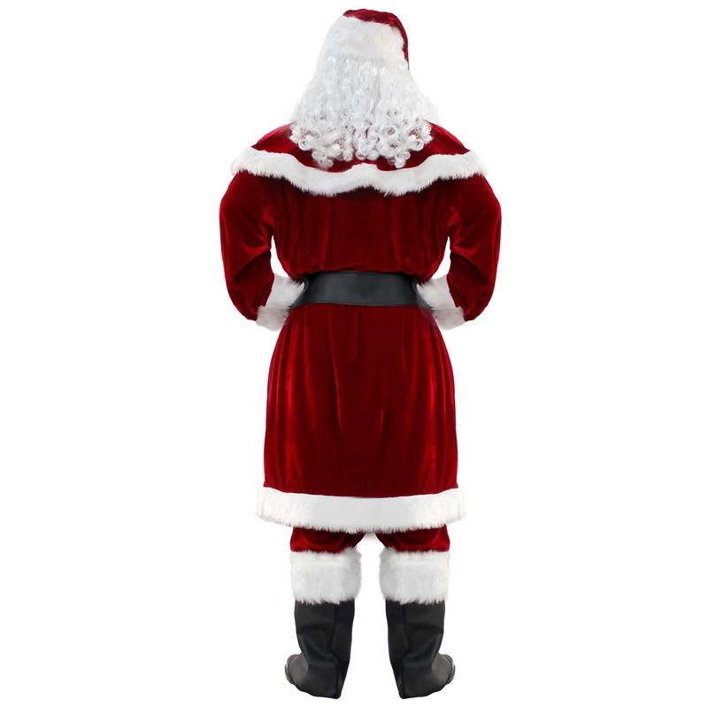 Deluxe Santa Costume for Men Santa Claus Suit 12pcs. Adults Christmas Jacket