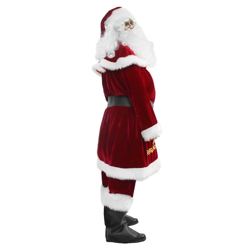 Deluxe Santa Costume for Men Santa Claus Suit 12pcs. Adults Christmas Jacket