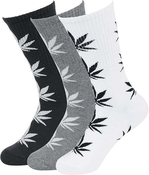 12 Pairs Men & Women Marijuana Leaf Crew Cotton Socks 9-11 10-13 Fashion Socks Soft Breathable Classic Stylish Casual Day Seamless