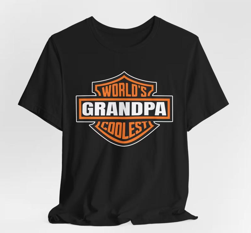 World's Coolest Grandpa Shirt, New Grandpa Announcement Tee Motorcycle Grandpa Gift Funny Father's Day & Christmas Gift