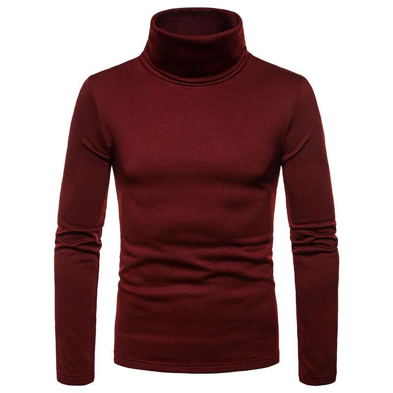 Fashion Men's Casual Slim Fit Basic Turtleneck Knitted Sweater High Collar Pullover Male Double Collar Autumn Winter Tops