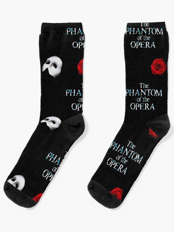 Phantom Og Opera Ghost Pattern With Mask And Rose Socks