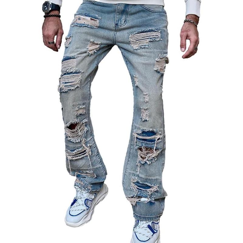 Men's Loose Fit Pants Relaxed-Fit Men  Washed Oversize Straight Leg Carpenter Jean Menswear Underwear Trouser Human Beige Streetwear Pocket Denim baggy jeans plain Oversized