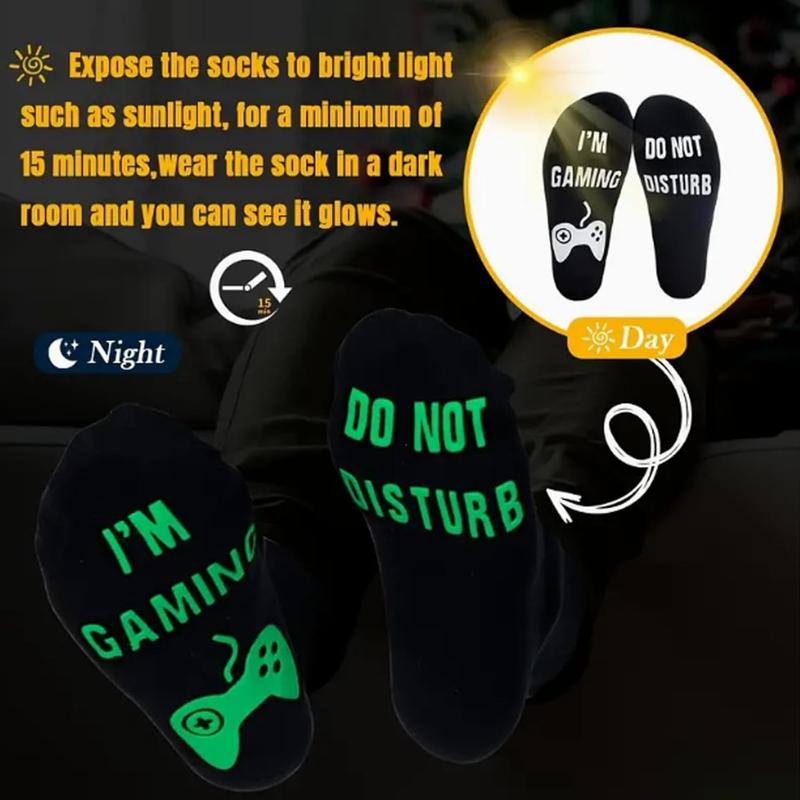 Gaming Socks, Do Not Disturb I'm Gaming,Gaming Socks for Teen Boys Gamer with Glowing, Novelty Socks for Men Women-