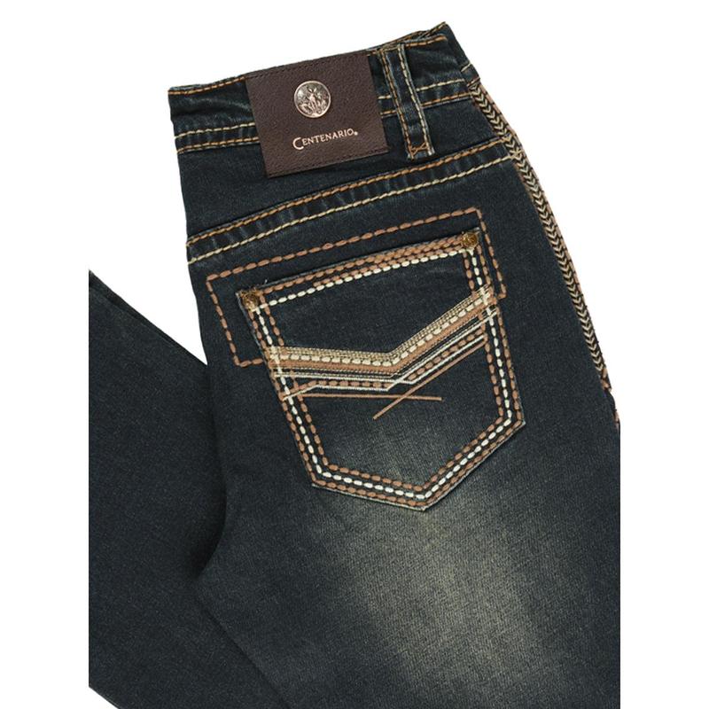 Centenario Men's Tinted Green Denim with Embroidered Details 45315