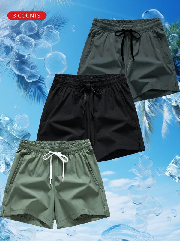 Men's Regular Fit Casual Solid Drawstring Waist Shorts, Essential Short Pants for Men, Classic Stylish Summer Clothes Plain Lounge Elastic Waist Pocket Shorts, Personalized Summer Bottoms for Outdoor Back To School, Drippy Outfits Going Out Outfit