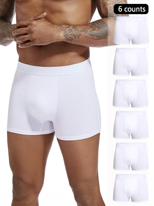 Men's Solid Color Boxer Brief, Breathable Comfortable Underwear for Daily Wear, Casual Men's Underwear for All Seasons