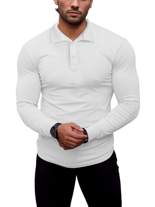 Men's Muscle Fit Polo Shirt Long Sleeve Cotton Warm Stretch T-Shirt Casual Fashion T-Shirt for Golf Fitness