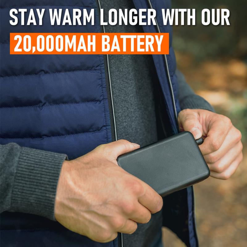 Rechargeable heated vest with a 20,000mAh 7.4V battery pack featuring a DC port, sports equipment, adjustable heated vest suitable for both men and women, perfect for outdoor activities, and an excellent Christmas gift (including battery pack).