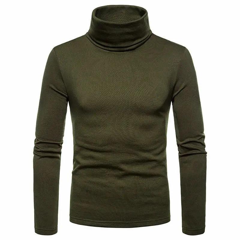 Fashion Men's Casual Slim Fit Basic Turtleneck Knitted Sweater High Collar Pullover Male Double Collar Autumn Winter Tops