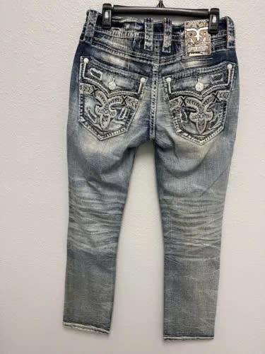 2000s Rock Revival Men's Distressed Denim Jeans Slim Straight Blue, Men's Biker Jeans, 2000s Jeans, Comfortable Jeans For Men, Denim Jeans For Men