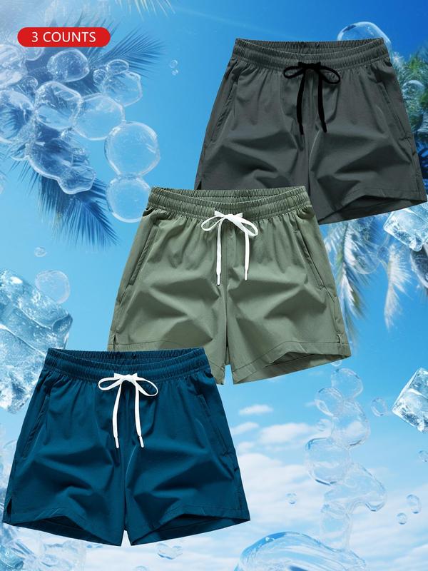 Men's Regular Fit Casual Solid Drawstring Waist Shorts, Essential Short Pants for Men, Classic Stylish Summer Clothes Plain Lounge Elastic Waist Pocket Shorts, Personalized Summer Bottoms for Outdoor Back To School, Drippy Outfits Going Out Outfit