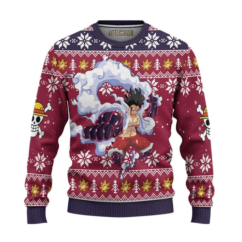 Citybarks [Ugly Sweater] Luffy Gear 4 One Piece Anime Ugly Christmas Sweater Xmas Gift