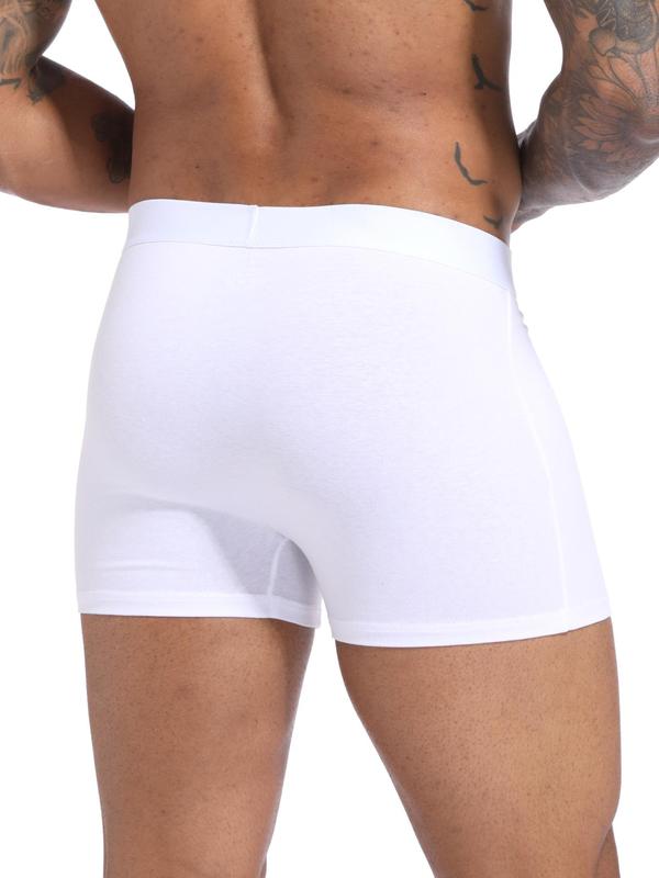 Men's Solid Color Boxer Brief, Breathable Comfortable Underwear for Daily Wear, Casual Men's Underwear for All Seasons