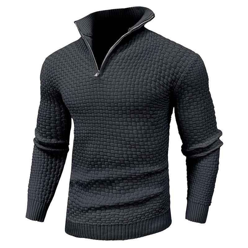 Zaitun Men's Quarter-Zip Sweater Polo Zip Up Pullover Cable Knit Turtleneck fall sweater loose sweater Men's Half Fabric Knitwear Tops Menswear Long Sleeve Zipper