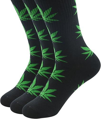 12 Pairs Men & Women Marijuana Leaf Crew Cotton Socks 9-11 10-13 Fashion Socks Soft Breathable Classic Stylish Casual Day Seamless