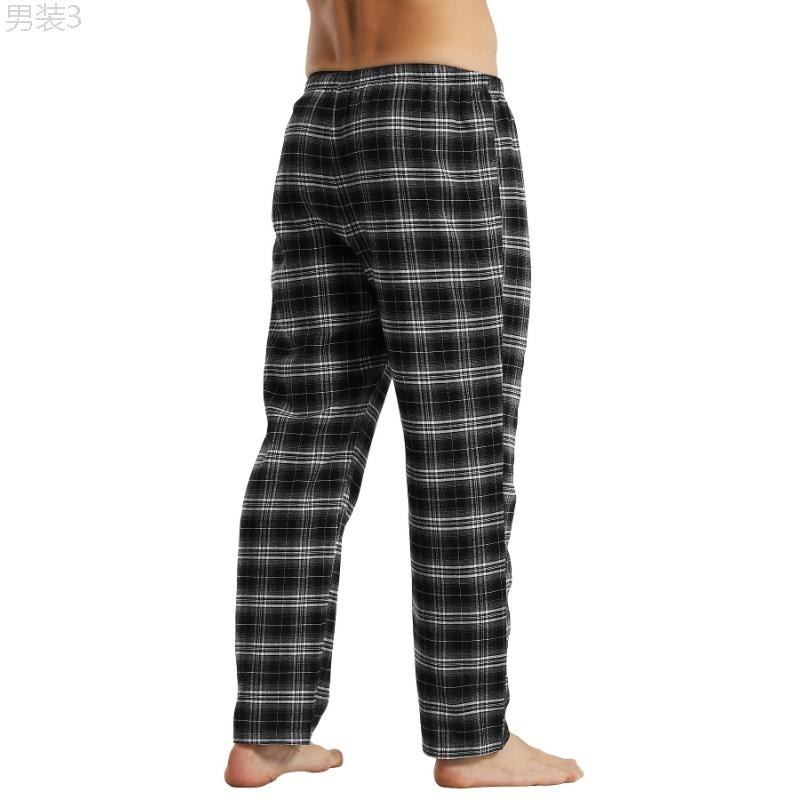 3pcs Men's Plaid Pattern Casual Homewear Long Pants, Pajama Sleep Bottom, Loungewear Sleep Wear Trousers - Soft & Comfortable Fabric - For Relaxing at Home - Perfect Gift for Men Menswear Nightwear