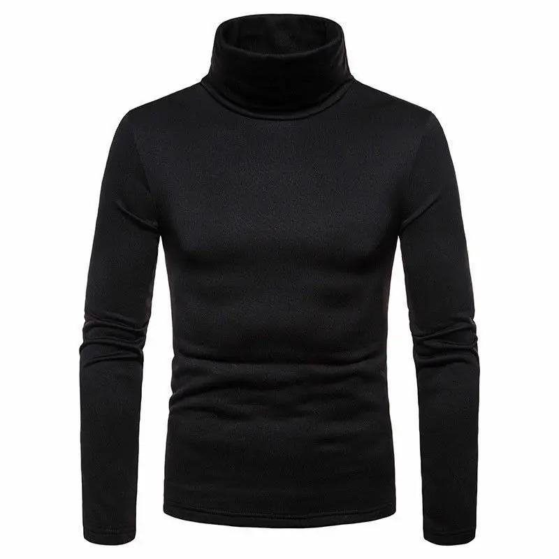 Fashion Men's Casual Slim Fit Basic Turtleneck Knitted Sweater High Collar Pullover Male Double Collar Autumn Winter Tops