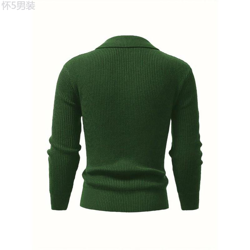 Men's Solid Button Front Cardigan, Loose Casual Long Sleeve Collar Knitwear for Daily Wear, Cardigan Sweater, Men's Knit Clothing for Fall, Starboy Outfit Menswear Soft