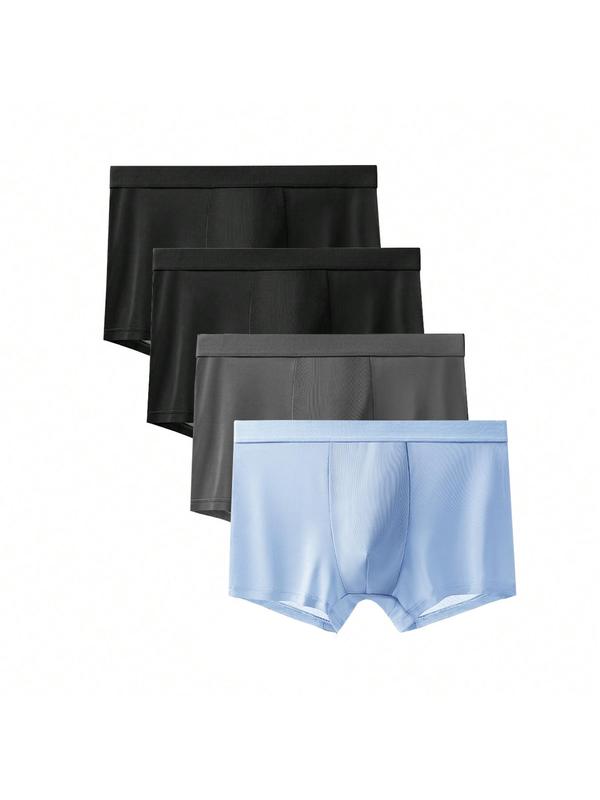 Men's Solid Color Boxer Brief, Regular Fit Breathable Comfy Underwear for Daily Wear, Casual Men's Underwear for All Seasons