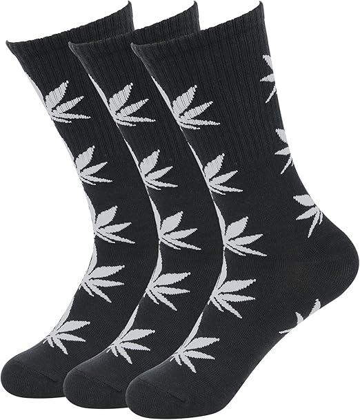 12 Pairs Men & Women Marijuana Leaf Crew Cotton Socks 9-11 10-13 Fashion Socks Soft Breathable Classic Stylish Casual Day Seamless