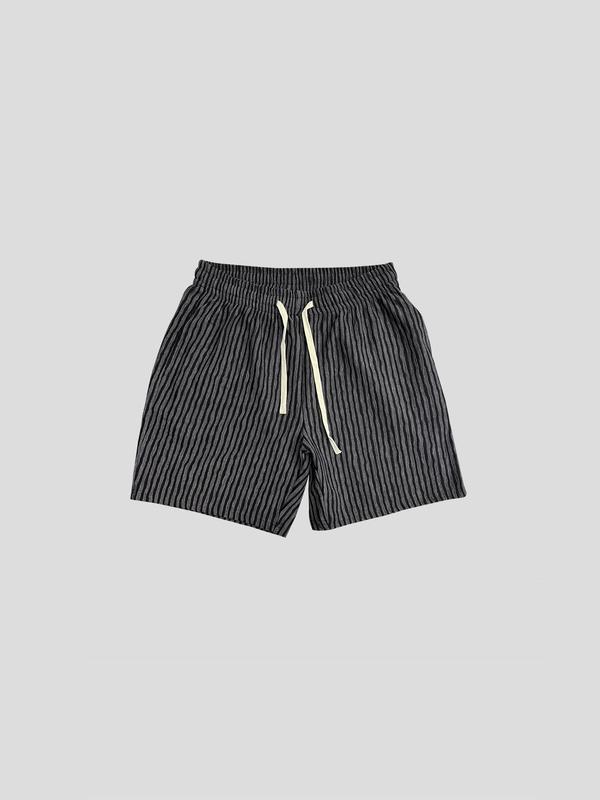 Men's Striped Print Drawstring Waist Shorts, Regular Fit Casual Pocket Elastic Waist Straight Leg Shorts for Summer, Men's Bottoms for Daily Wear