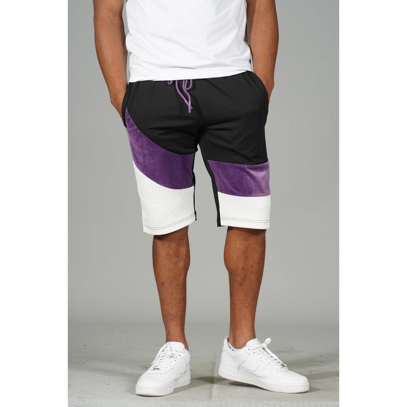 M673 Jacquard Suede Shorts - White Black