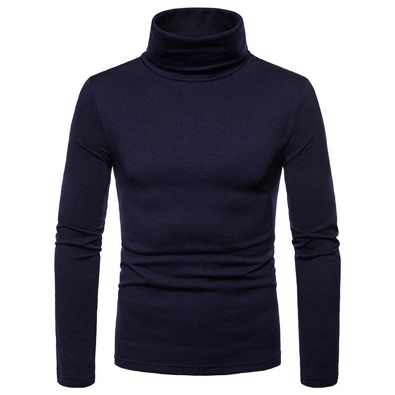 Fashion Men's Casual Slim Fit Basic Turtleneck Knitted Sweater High Collar Pullover Male Double Collar Autumn Winter Tops