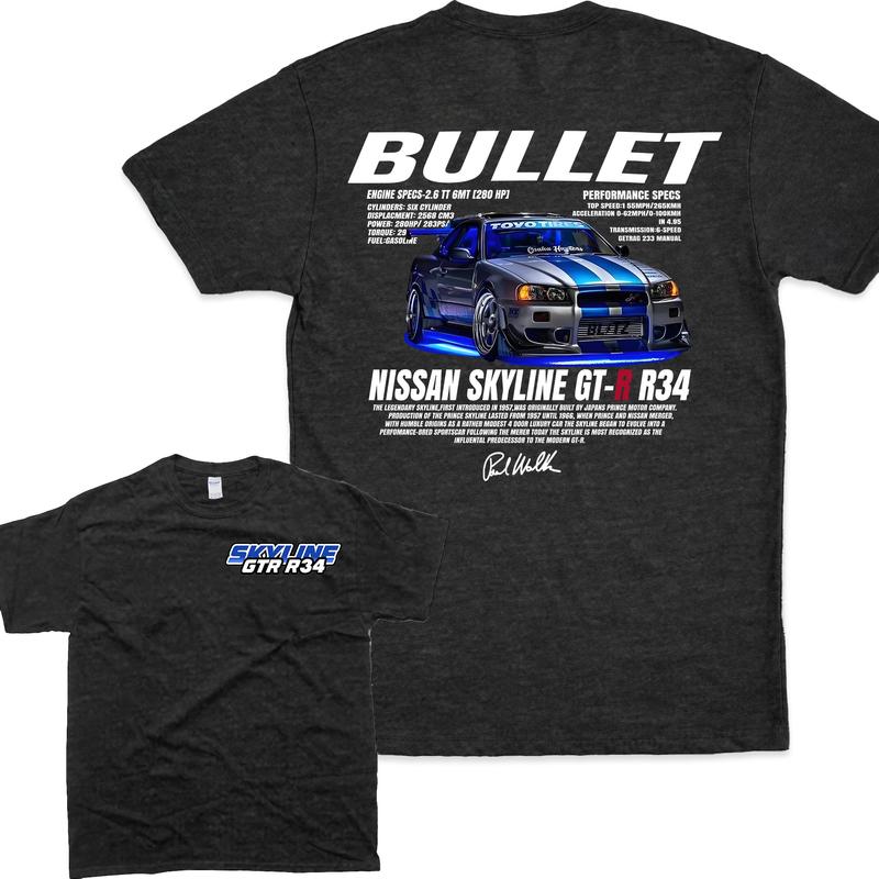 Bullet Skyline Nissan GTR T-shirt, Fast Furious car T-shirt,  Unisex T-shirt For Men, For Women, Gift Mens, Gift Womans, tshirt top Fashion Menswear