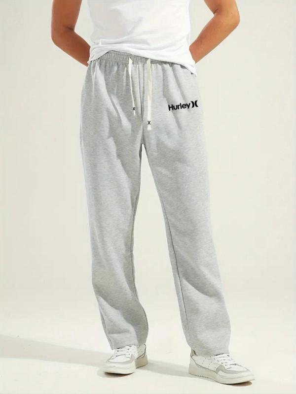 Men's Letter Print Drawstring Waist Sweatpants, Casual Pocket Jogger Pants for Daily Wear, Men's Trousers for All Seasons