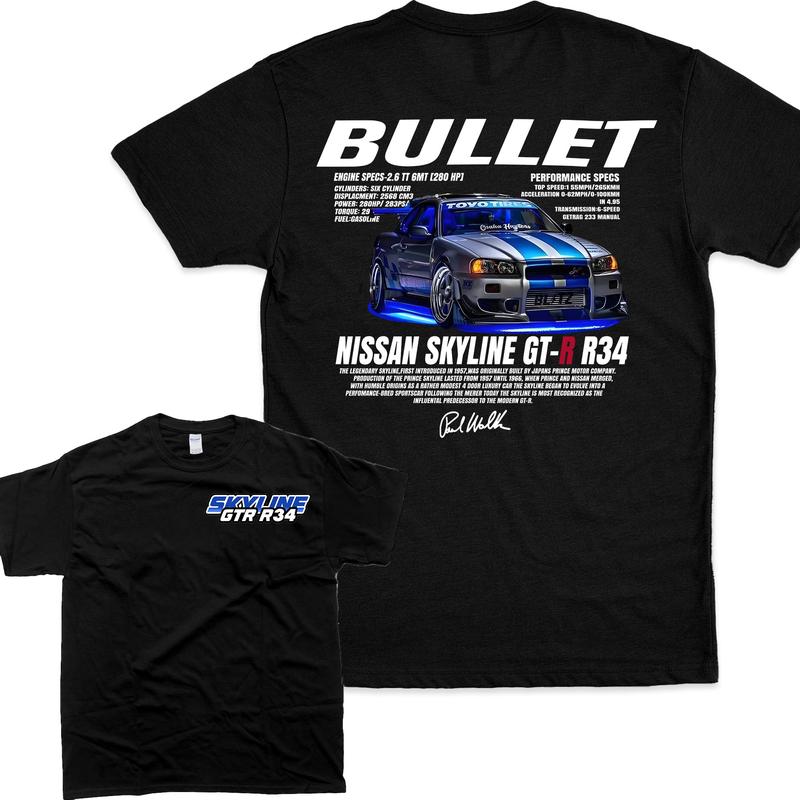 Bullet Skyline Nissan GTR T-shirt, Fast Furious car T-shirt,  Unisex T-shirt For Men, For Women, Gift Mens, Gift Womans, tshirt top Fashion Menswear